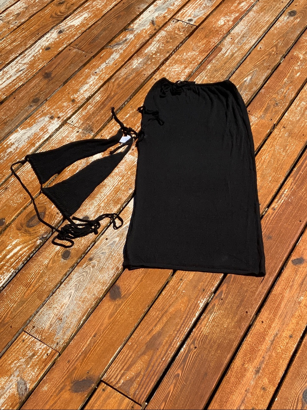 NWOT Cupshe Knit Maxi Skirt/Bikini Top Cover Up With Side Slit In Large